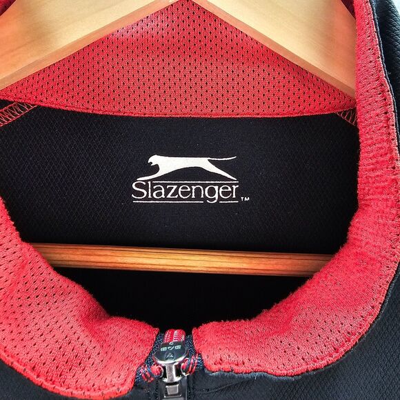 Slazenger Mens XL Black Red Activewear Golf Jacket Full Zip Windbreaker - Picture 3 of 11